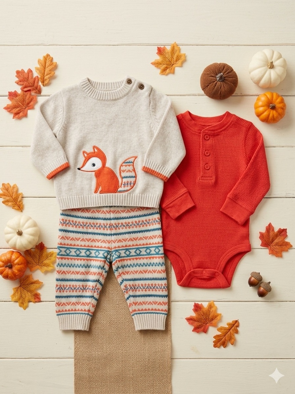 GYMBOREE & KOALA BABY Fox Sweater Set & Bodysuit • 3M / 0-3M